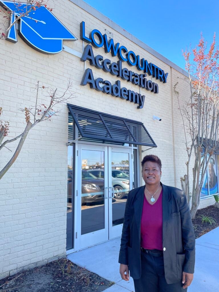 Latosha Walker poses outside of Lowcountry Acceleration Academy